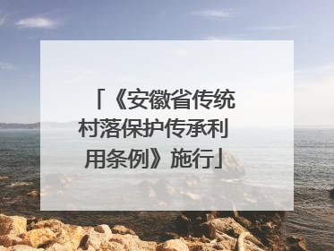 《安徽省传统村落保护传承利用条例》施行