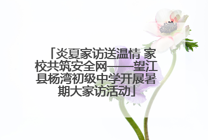炎夏家访送温情 家校共筑安全网——望江县杨湾初级中学开展暑期大家访活动