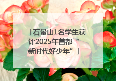 石景山1名学生获评2025年首都“新时代好少年”