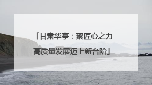 甘肃华亭：聚匠心之力 高质量发展迈上新台阶
