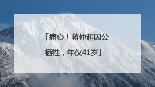 痛心！蒋仲超因公牺牲，年仅41岁