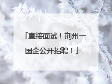 直接面试！荆州一国企公开招聘！