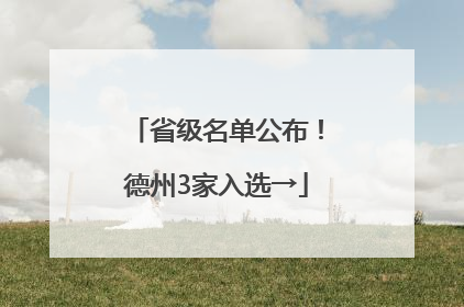 省级名单公布！德州3家入选→