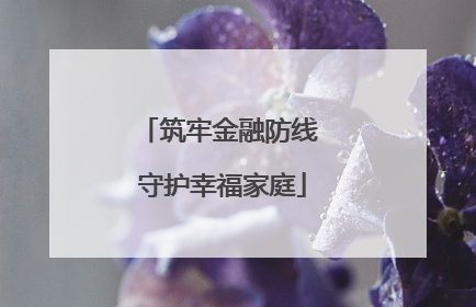 筑牢金融防线 守护幸福家庭