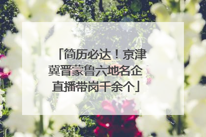简历必达！京津冀晋蒙鲁六地名企直播带岗千余个