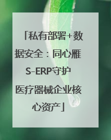 私有部署+数据安全：同心雁S-ERP守护医疗器械企业核心资产