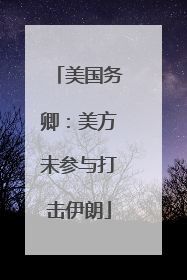 美国务卿：美方未参与打击伊朗