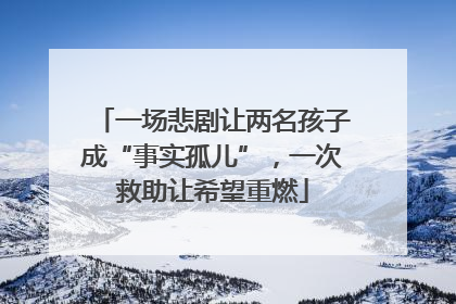 一场悲剧让两名孩子成“事实孤儿”，一次救助让希望重燃