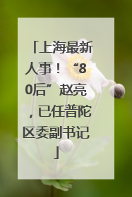 上海最新人事！“80后”赵亮，已任普陀区委副书记