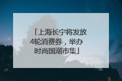 上海长宁将发放4轮消费券，举办时尚国潮市集