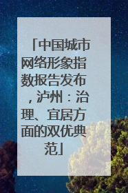 中国城市网络形象指数报告发布，泸州：治理、宜居方面的双优典范