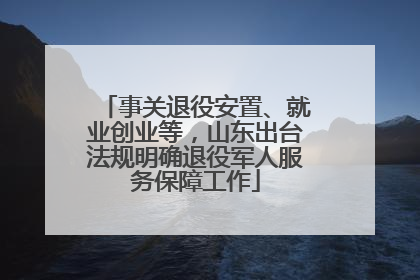 事关退役安置、就业创业等，山东出台法规明确退役军人服务保障工作