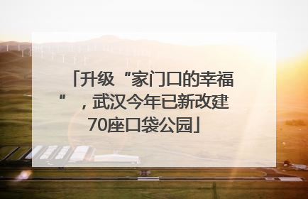 升级“家门口的幸福”，武汉今年已新改建70座口袋公园