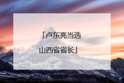 卢东亮当选山西省省长