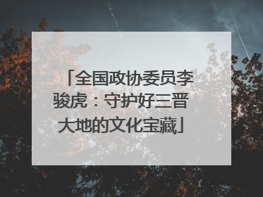全国政协委员李骏虎：守护好三晋大地的文化宝藏