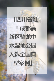 四川省唯一！成都高新区骑龙中水湿地公园入选全国典型案例