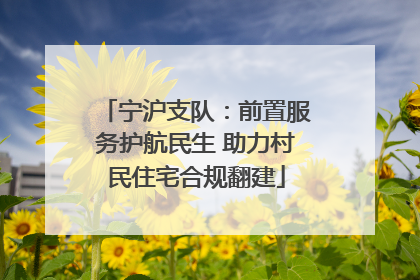 宁沪支队：前置服务护航民生 助力村民住宅合规翻建