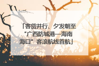 客货并行、夕发朝至 “广西防城港—海南海口”客滚航线首航