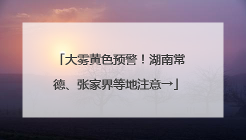 大雾黄色预警！湖南常德、张家界等地注意→