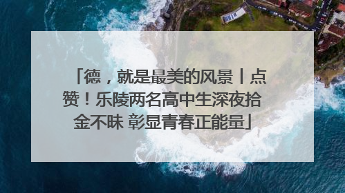 德，就是最美的风景丨点赞！乐陵两名高中生深夜拾金不昧 彰显青春正能量