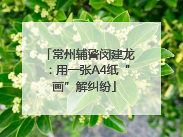 常州辅警闵建龙：用一张A4纸“画”解纠纷