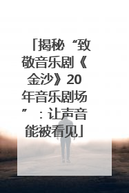 揭秘“致敬音乐剧《金沙》20年音乐剧场”：让声音能被看见