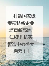打造国家级专精特新企业培育新高地 仁和里·杭实智造中心盛大启幕！