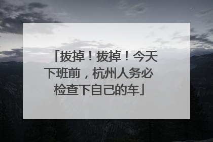 拔掉！拔掉！今天下班前，杭州人务必检查下自己的车