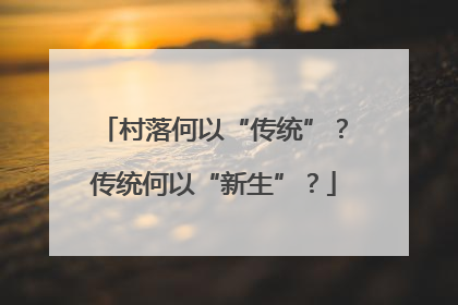 村落何以“传统”？传统何以“新生”？