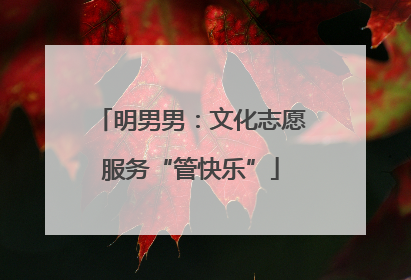 明男男：文化志愿服务“管快乐”