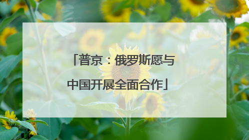 普京：俄罗斯愿与中国开展全面合作
