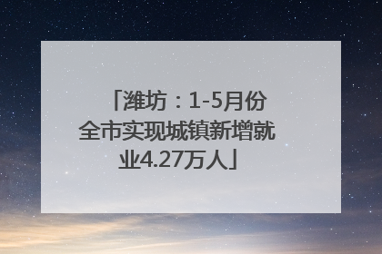 潍坊：1-5月份全市实现城镇新增就业4.27万人