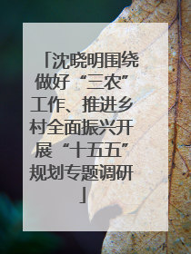 沈晓明围绕做好“三农”工作、推进乡村全面振兴开展“十五五”规划专题调研