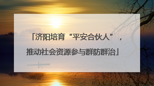 济阳培育“平安合伙人”，推动社会资源参与群防群治