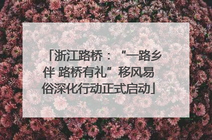 浙江路桥：“一路乡伴 路桥有礼”移风易俗深化行动正式启动
