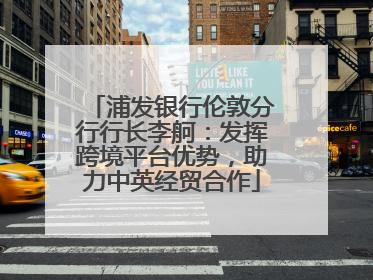 浦发银行伦敦分行行长李舸：发挥跨境平台优势，助力中英经贸合作
