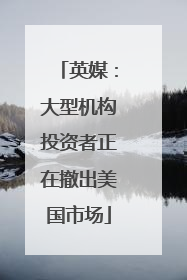 英媒：大型机构投资者正在撤出美国市场