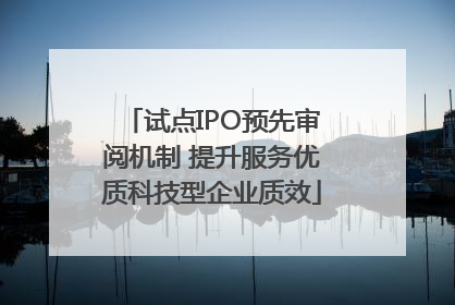 试点IPO预先审阅机制 提升服务优质科技型企业质效