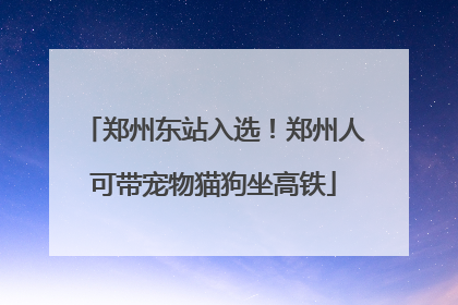 郑州东站入选！郑州人可带宠物猫狗坐高铁