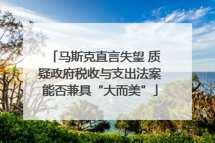 马斯克直言失望 质疑政府税收与支出法案能否兼具“大而美”