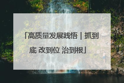 高质量发展践悟｜抓到底 改到位 治到根