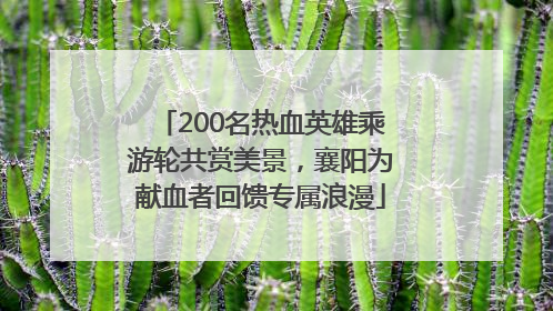 200名热血英雄乘游轮共赏美景，襄阳为献血者回馈专属浪漫