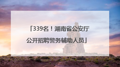 339名！湖南省公安厅公开招聘警务辅助人员