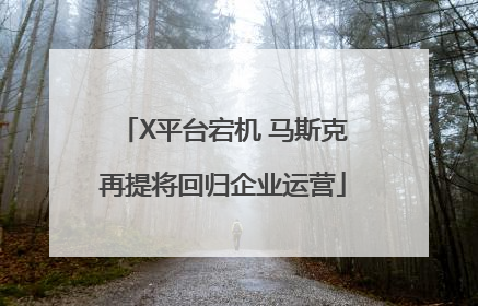 X平台宕机 马斯克再提将回归企业运营